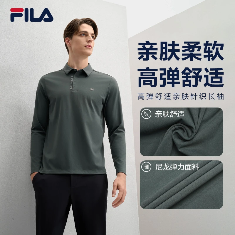 Fila/斐乐新款男装春季新款轻商务针织运动长袖POLO衫F11M513201F