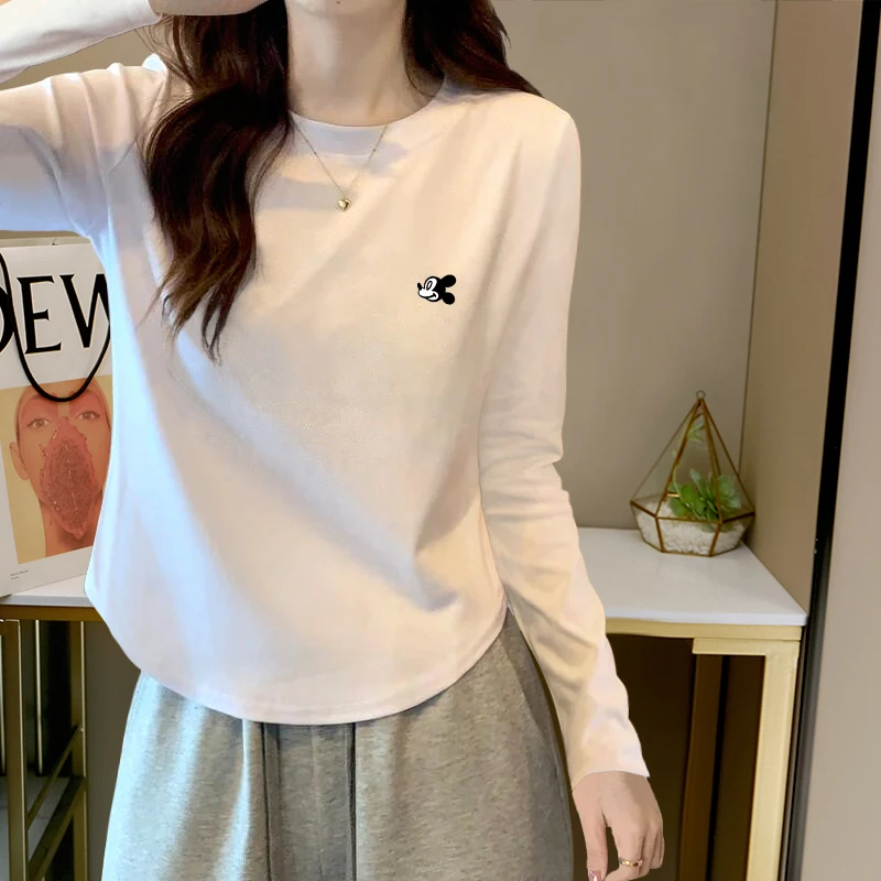 白色打底衫女2025早秋新款欧货内搭修身长袖t恤小个子短款上衣潮