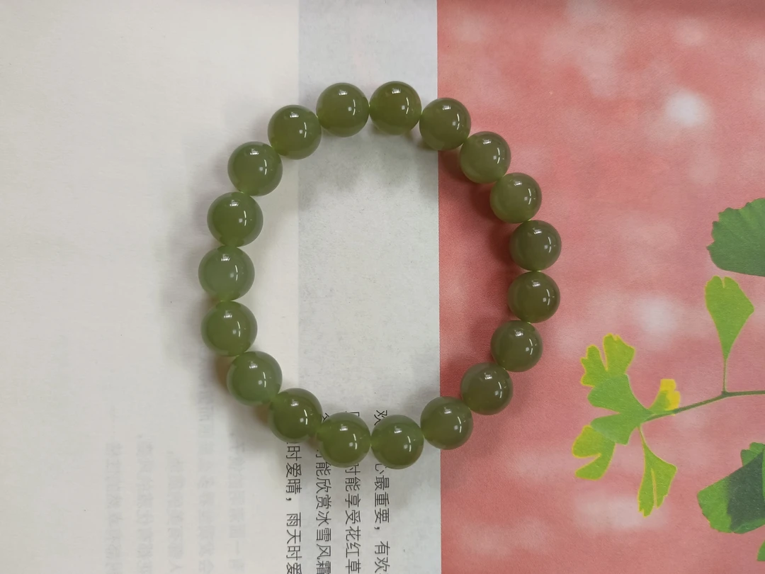 高冰冰湖水水草绿10厘手串
