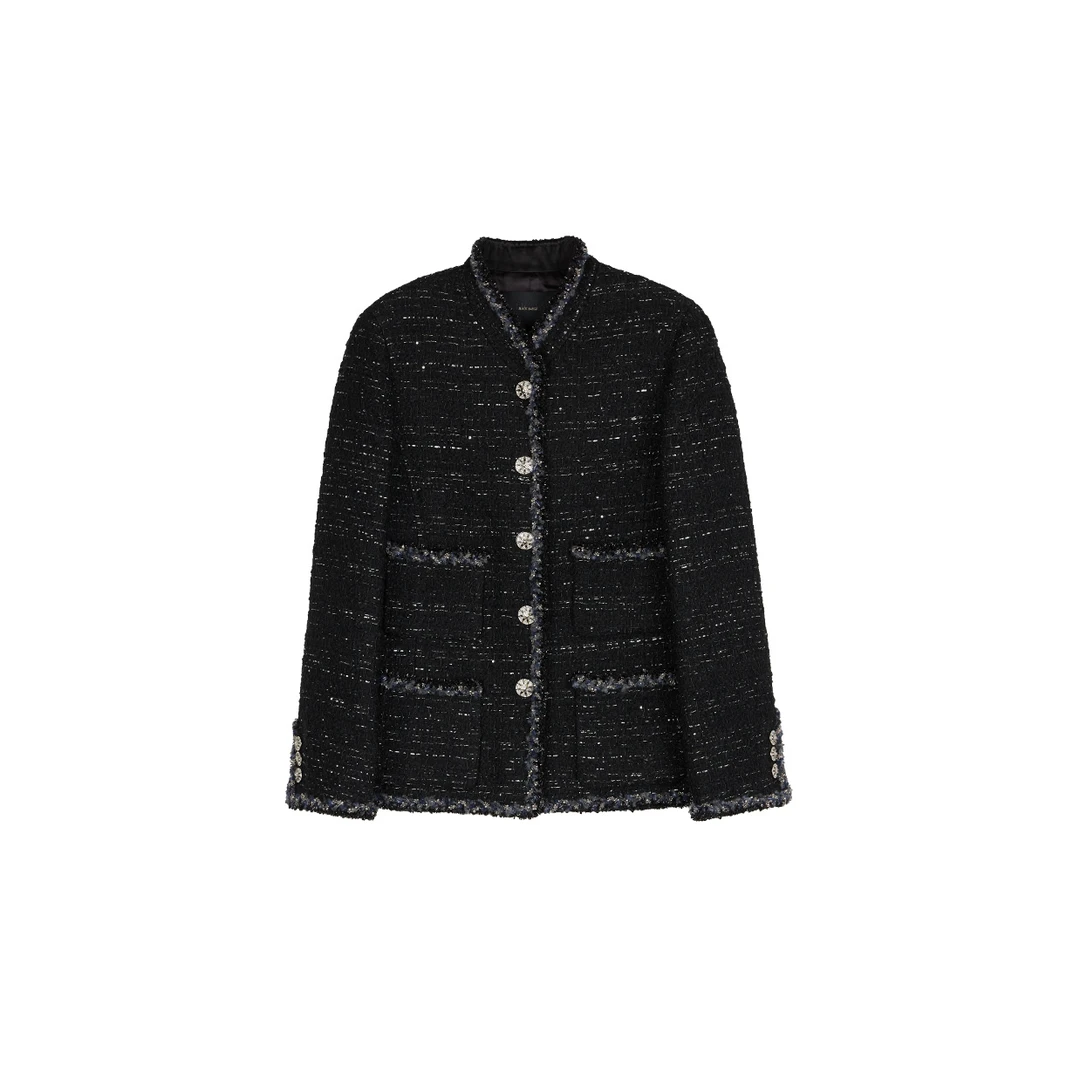 开间/口碑之巅CH@NEL源厂澳洲毛圈圈璀璨银珠经典立领小香外套