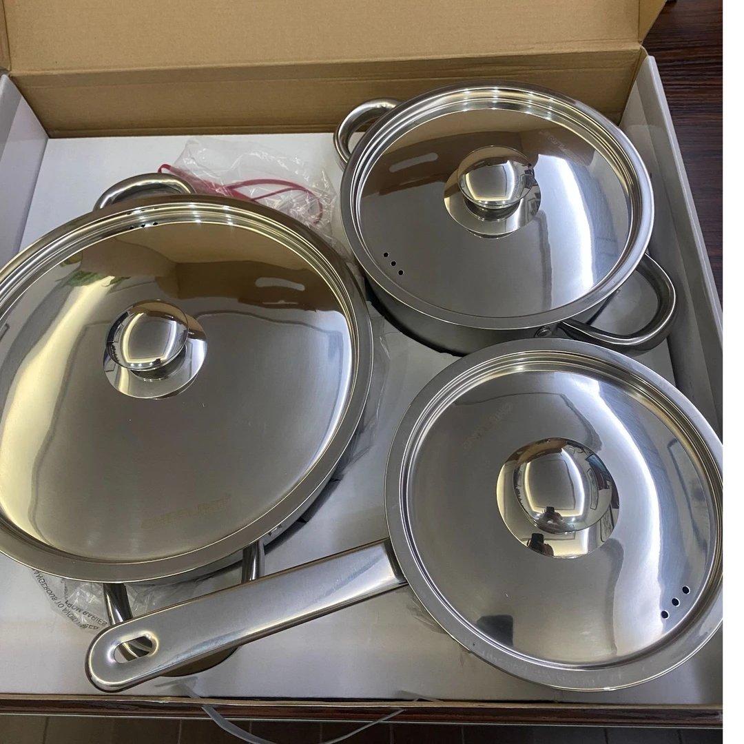 韩式奶锅汤锅火锅食品级不锈钢锅三件套