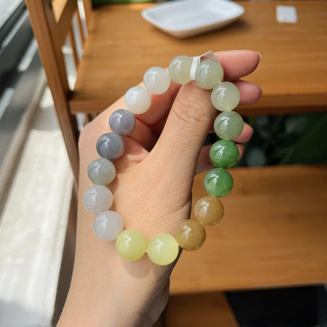 【郭老师】约12mm和田玉多宝圆珠单圈手串