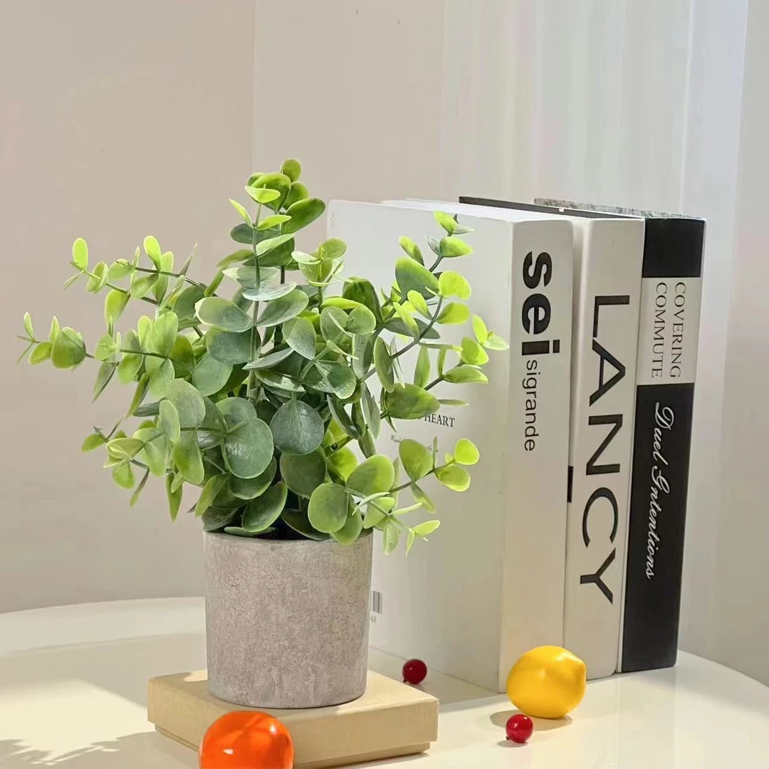 仿真绿植小盆栽假植物尤加利假花盆景室内客厅摆设桌面摆件