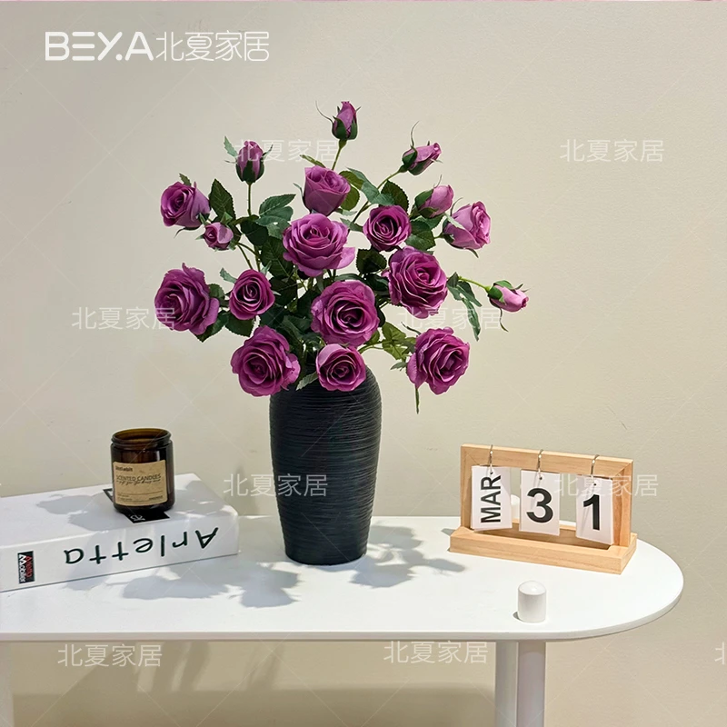 仿真多头玫瑰手感保湿小玫瑰绢花假花家居装饰客厅装饰