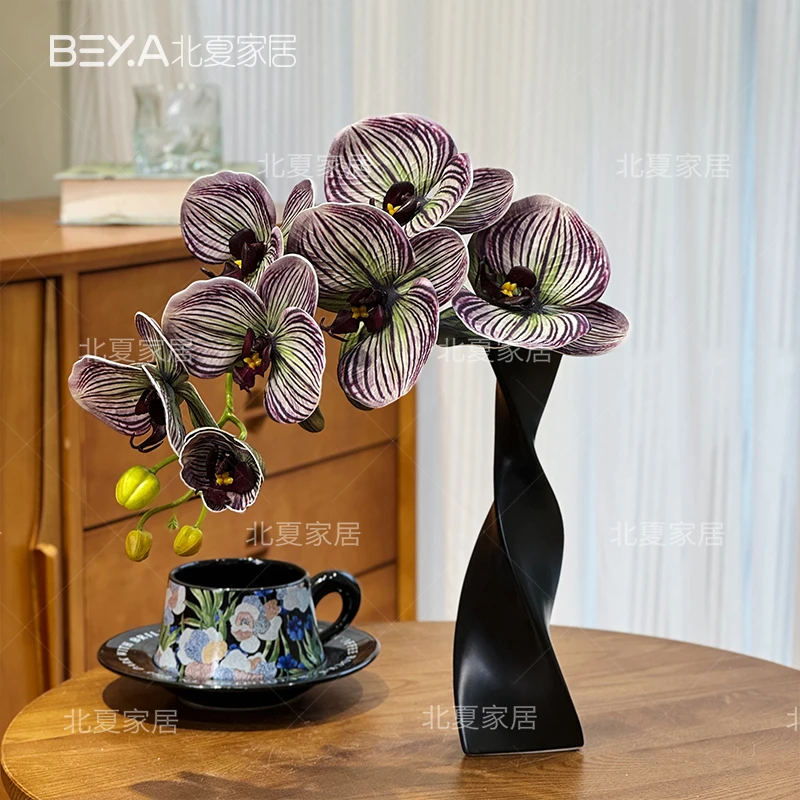 高品质蝴蝶兰仿真花假花桌面摆设插花餐桌摆花摆件装饰家居摆件