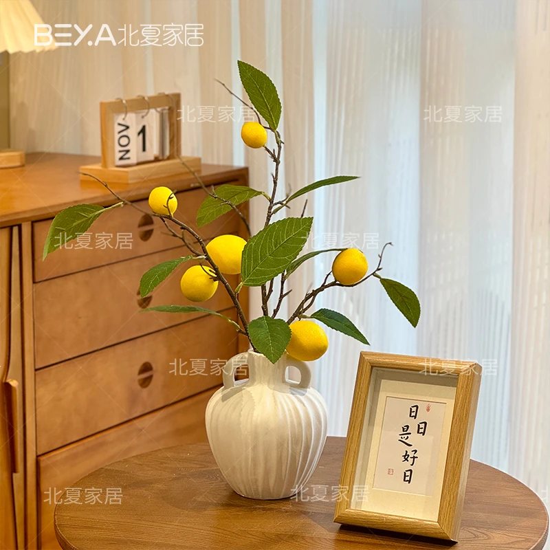 仿真柠檬绿植室内客厅装饰仿真花摆件假植物假花摆设