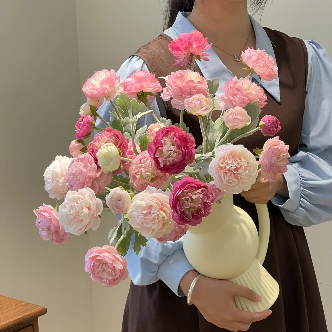 高品质露莲玫瑰仿真花摆件 客厅餐桌花摆花桌面装饰花卉牡丹假花