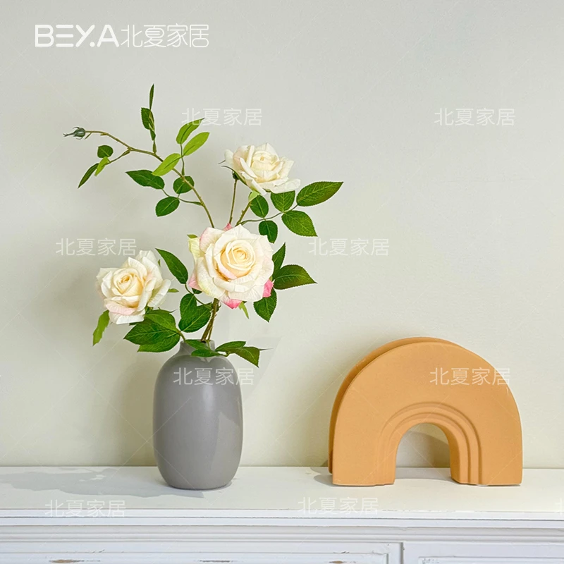 仿真情人玫瑰花束插花玫瑰客厅餐桌单支假花家居摆设花艺套装摆件