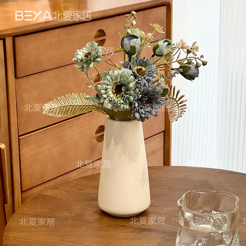 油画风仿真花复古碎菊花小玫瑰假花摆件电视柜餐桌花装