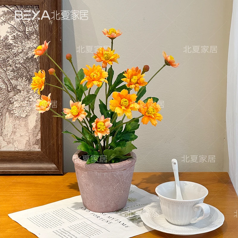 仿真小雏菊盆栽假花客厅摆设桌面仿真花餐桌花摆件花艺