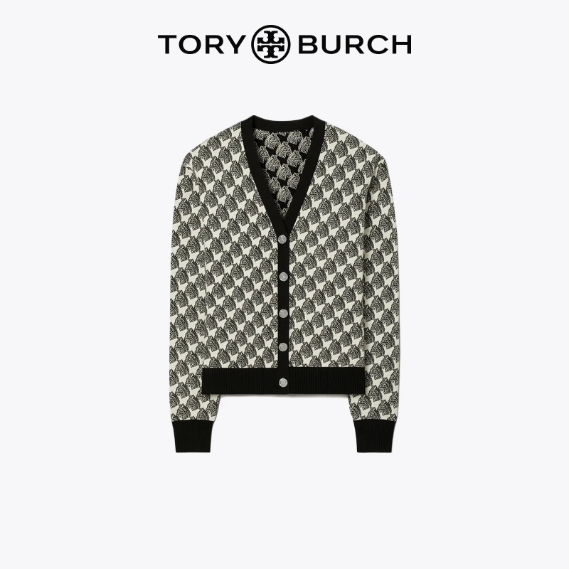 【季末礼遇】TORY BURCH 汤丽柏琦 撞色提花针织开衫 152208