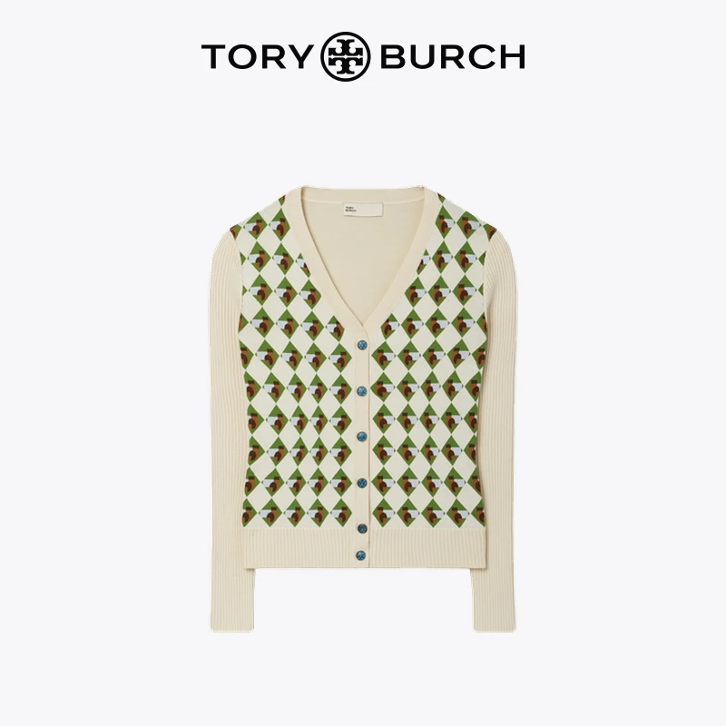TORY BURCH 汤丽柏琦 运动系列 提花绵羊毛开衫 73437