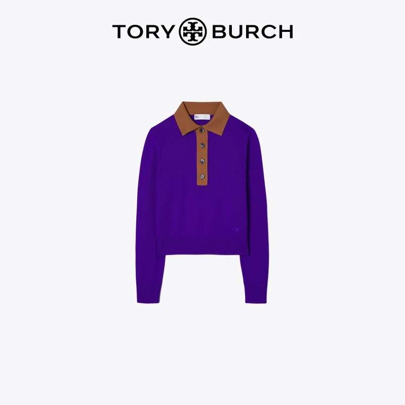 TORY BURCH 汤丽柏琦 针织长袖翻领 POLO上衣 134801