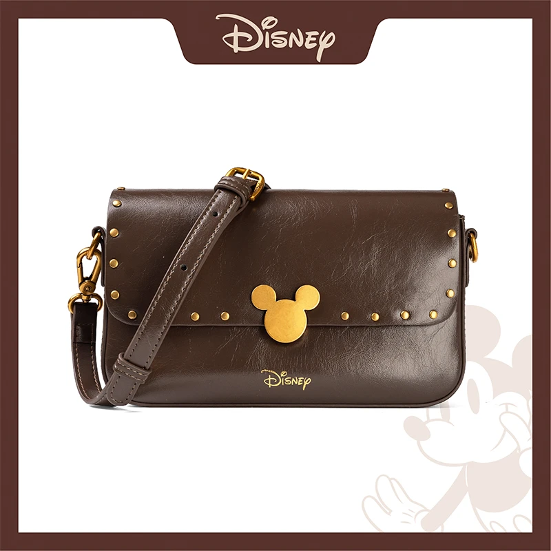 Disney/迪士尼新款时尚小方包包女士新款铆钉百搭手提单肩斜挎包
