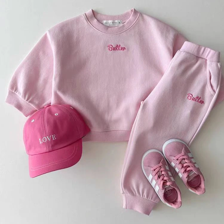 韩版ins彩色卫衣套卫衣+卫裤纯色英文字母男女宝宝春秋款百搭套装