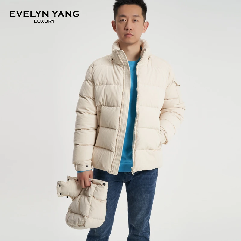 EVELYN YANG冬季新款男士暖冬302灯芯绒95白鹅绒厚款休闲羽绒服