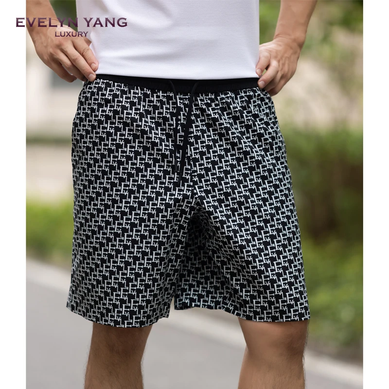 EVELYNYANG夏季爆款男士透心凉户外休闲透气纯色舒适运动满印短裤