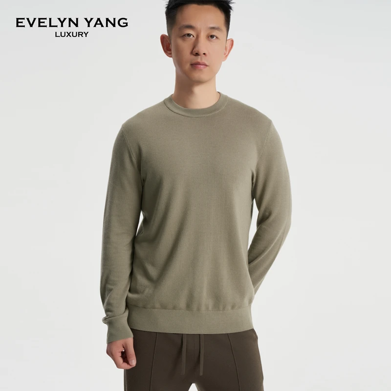 EVELYN YANG春季新款男士盛世433丝毛绒百搭套头纯色圆领长袖卫衣