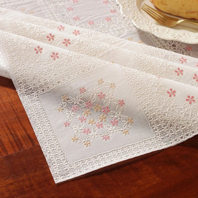 桌布台布pvc防水防油防烫蕾丝塑料家用茶几餐桌布欧式免洗长方形