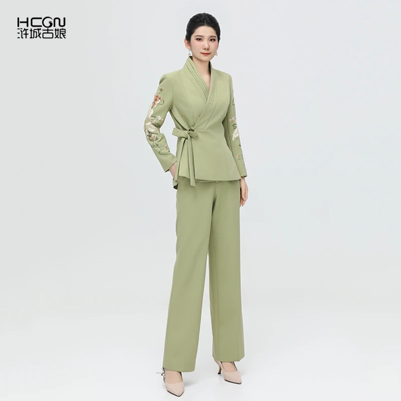 秋季西装轻奢气质职业女装高级感文鹤西服套装-22A18259+22A19219