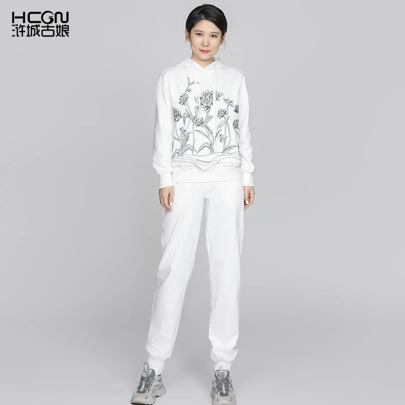 棉质中国风刺绣宽松百搭舒适休闲繁花似锦套装-CMT18896+CMT19659