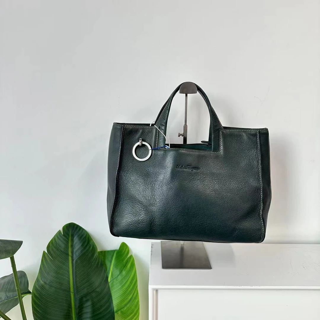 95新 FERRAGAMO/菲拉格慕 绿色手提包【奢满满奢品H】x283190