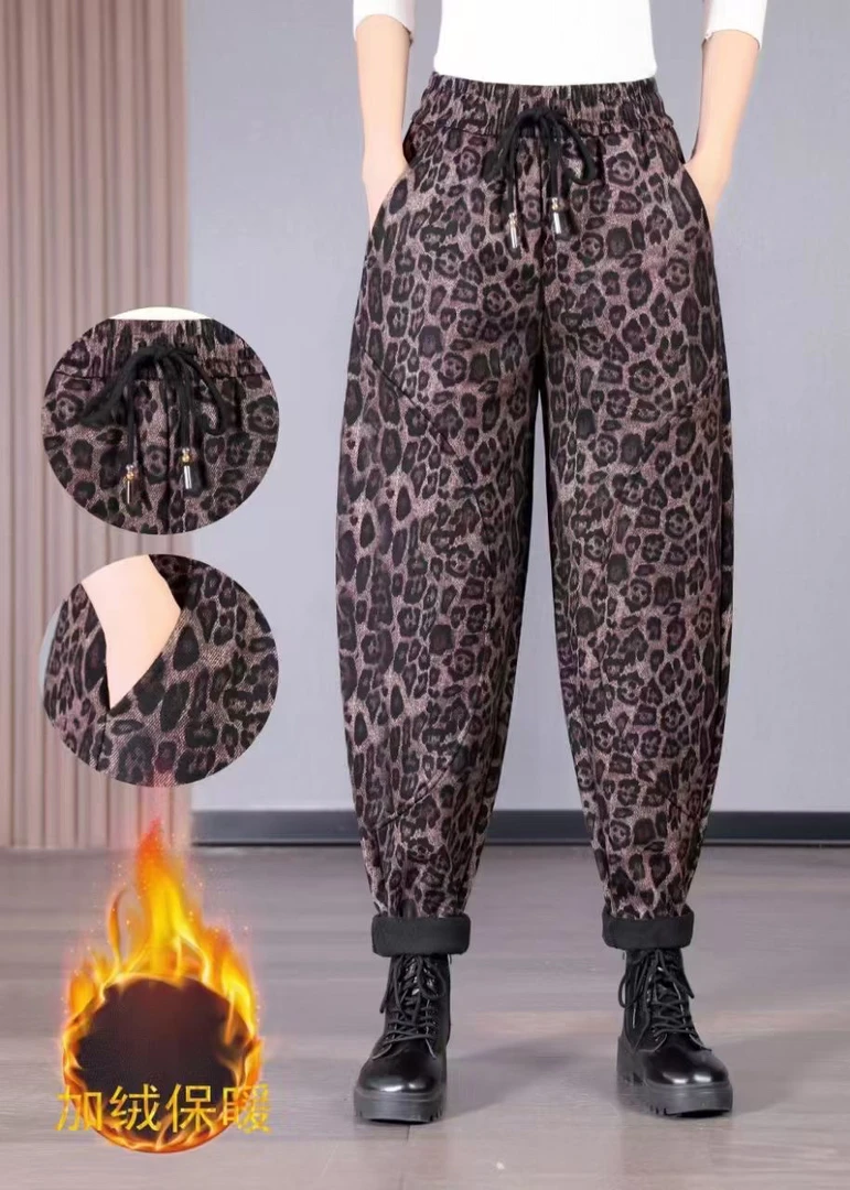 680加绒加厚高档哈伦小脚裤时尚百搭