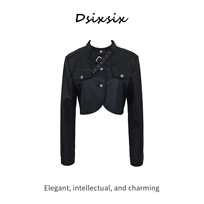 Yeah Me-【黑色皮衣】设计时尚显瘦收腰开衫外搭-B8820F