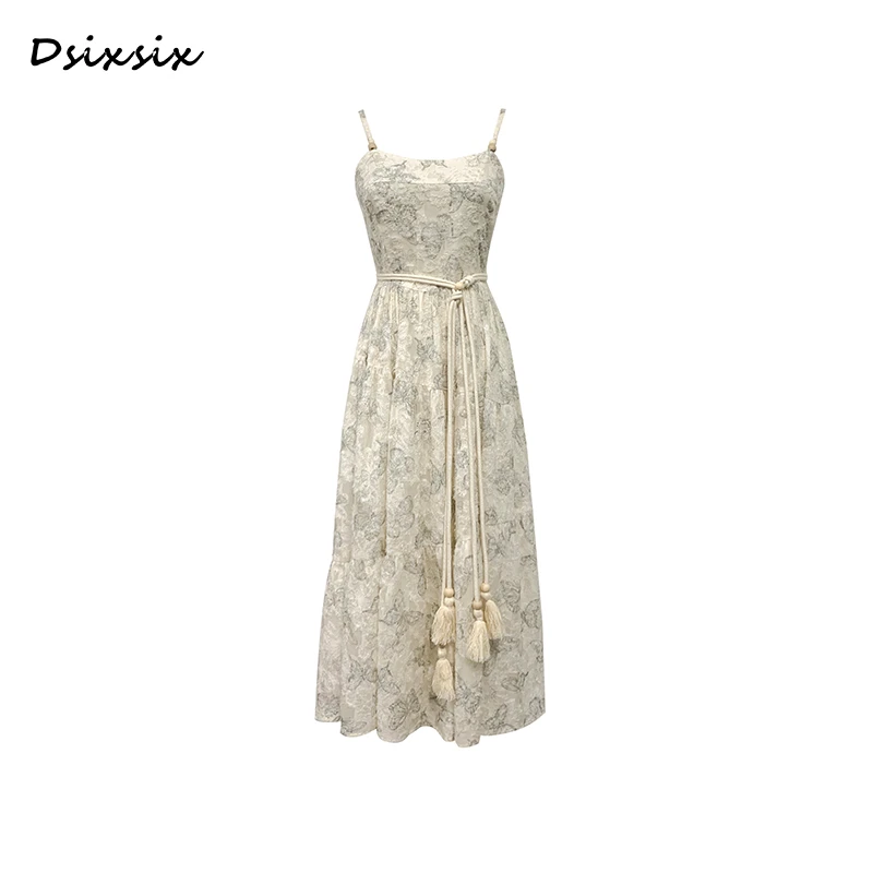 Yeah Me/也觅【墨蝶烟柳】原创设计时尚气质显瘦收腰连衣裙-42111K