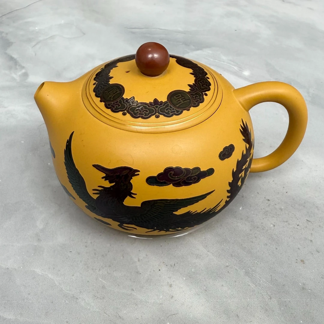 正宗黄段泥短嘴西施金丝走线工艺茶具F1