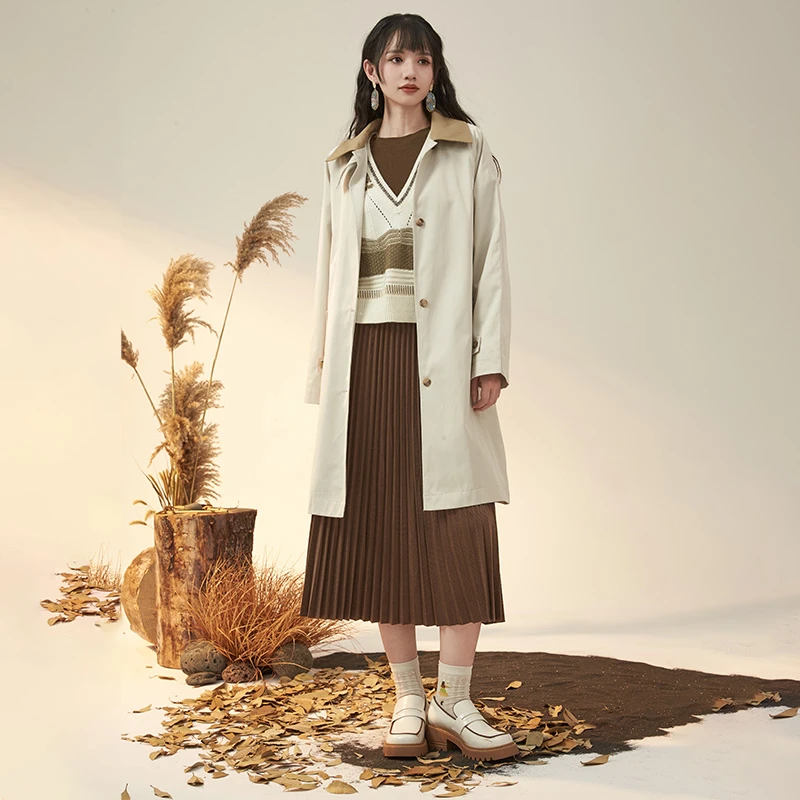 It'real瑞尔女装新品中长款时尚气质风衣外套
