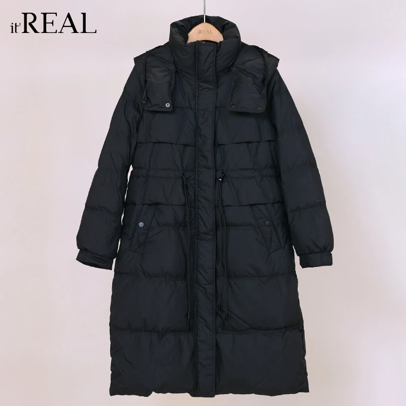 It'real瑞尔女装冬款连帽简约百搭中长款【保暖羽绒服】1774210054