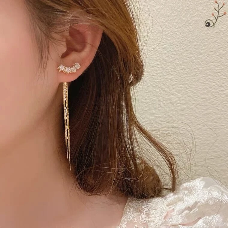 五角星小巧耳坠流苏长款精致耳环轻奢耳饰品 F145