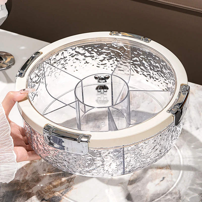 轻奢密封坚果零食收纳盒客厅干果盘家用新款水果盘过年糖果盒带盖