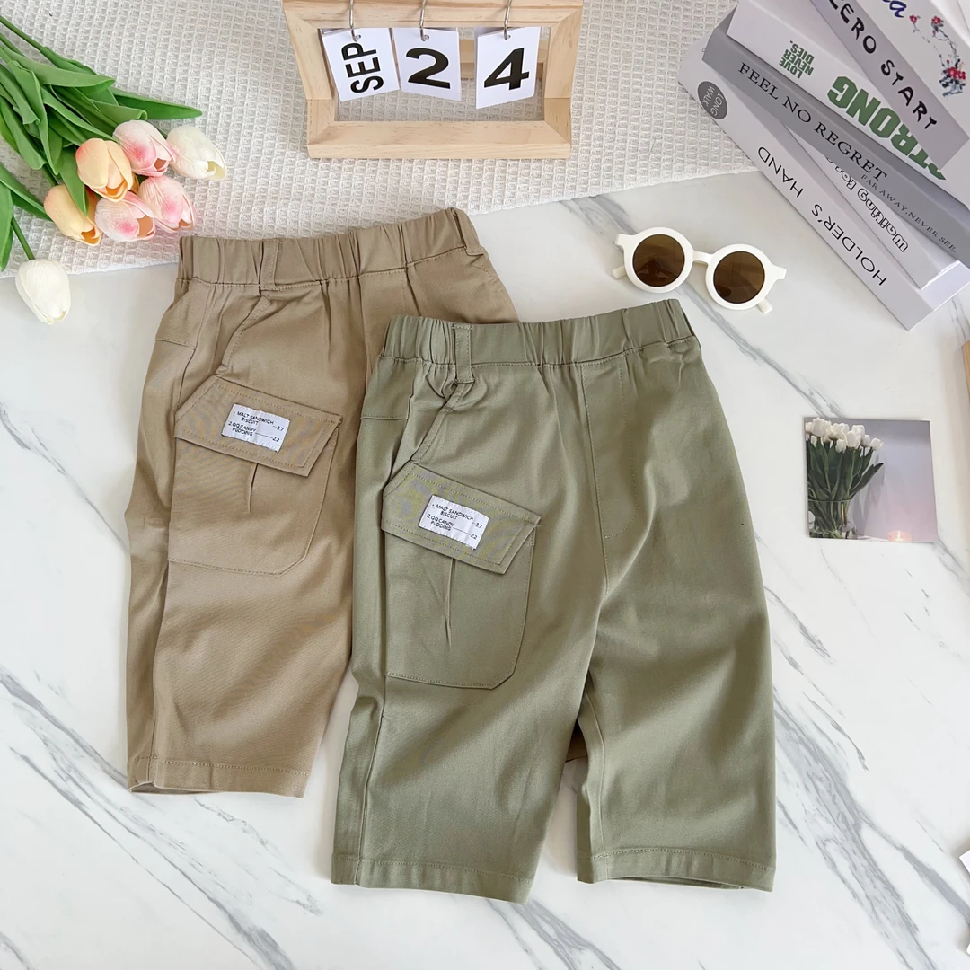 男童夏季工装口袋梭织柔软透气休闲七分裤 305