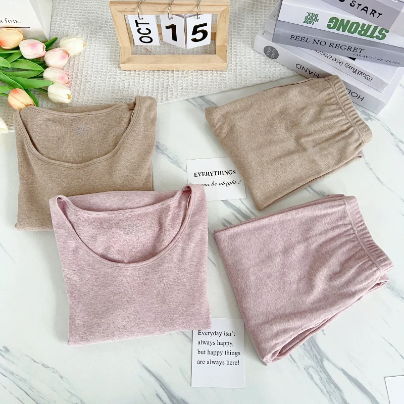 A类！！成人色纺280G棉氨经典舒绒秋衣裤套装