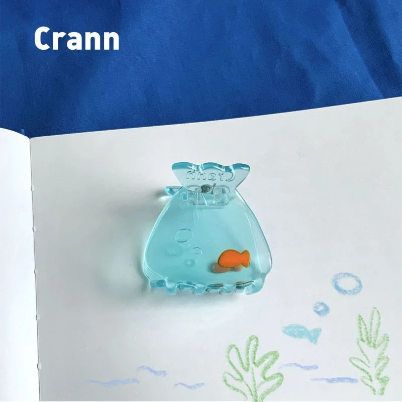 Crann金鱼的口袋 原创设计海洋蓝半透明小抓夹mini发夹清新头饰