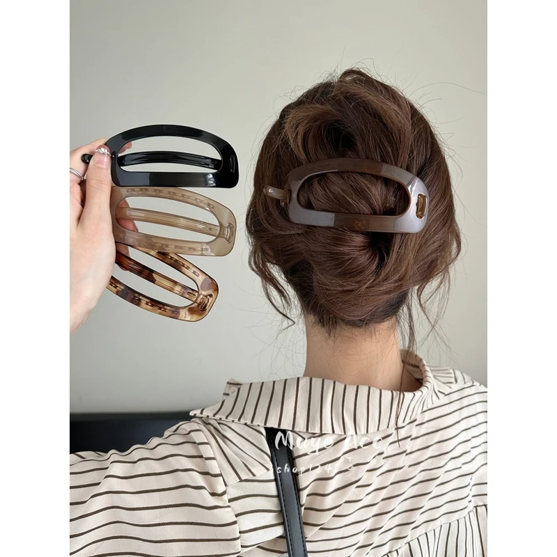 简约气质椭圆发夹女后脑勺高级感一字扭扭夹大号盘发量多头饰夹子