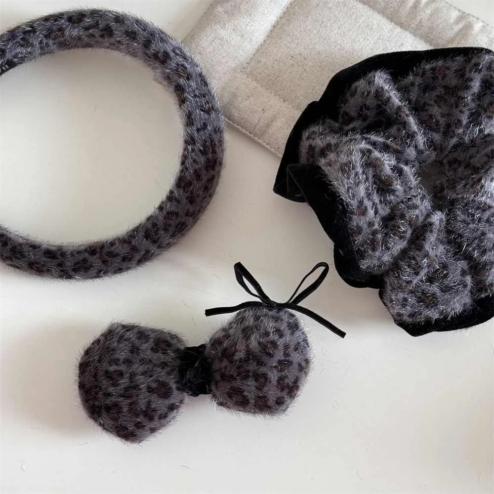 豹纹毛绒复古气质蝴蝶结发夹秋冬新款百搭鸭嘴夹顶夹发饰新款发卡