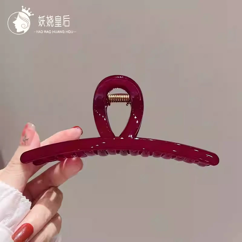 简约高级感亚克力安克拉红发夹女后脑勺抓夹韩系鲨鱼夹子2024新款