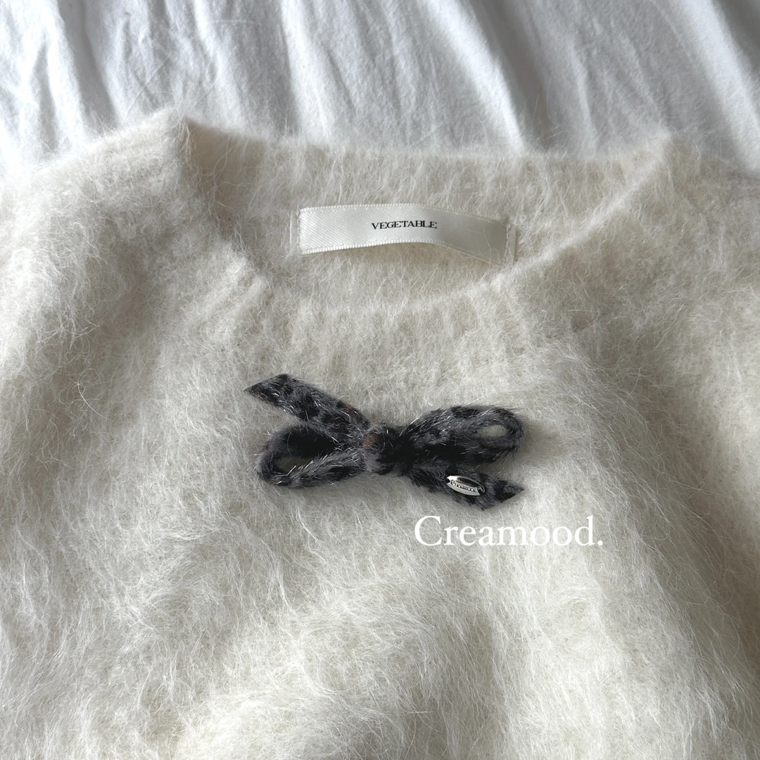 秋冬毛绒感豹纹蝴蝶结发夹百搭边夹高级感气质头发鸭嘴夹头饰发饰