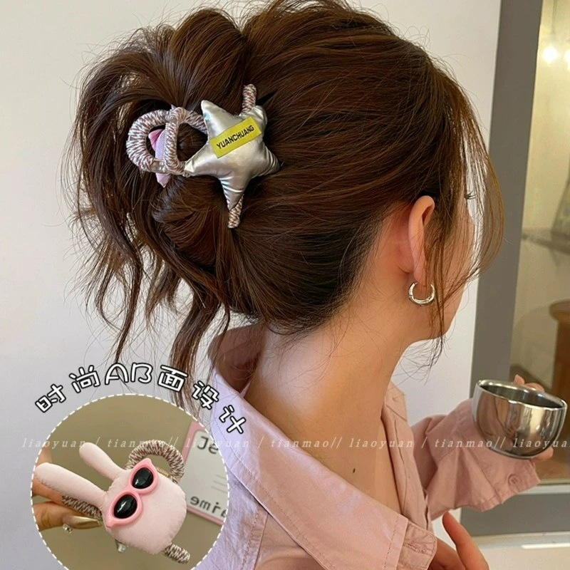 非金属布艺发饰 双面设计发夹女后脑勺新款ins抓夹高级感鲨鱼夹子