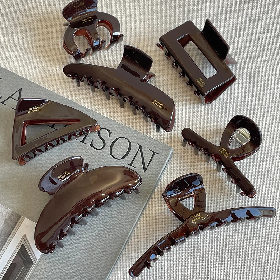 2024新款韩国France巧克力醋酸抓夹发夹女后脑勺发抓高级感鲨鱼夹