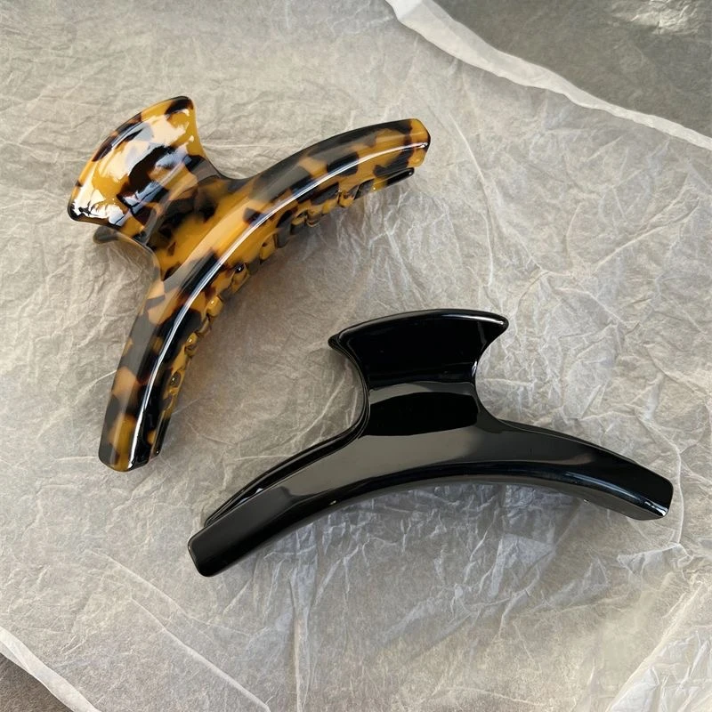 非金属亚克力发饰 鲨鱼夹后脑勺抓夹ins高级感发夹黑色不伤发专用