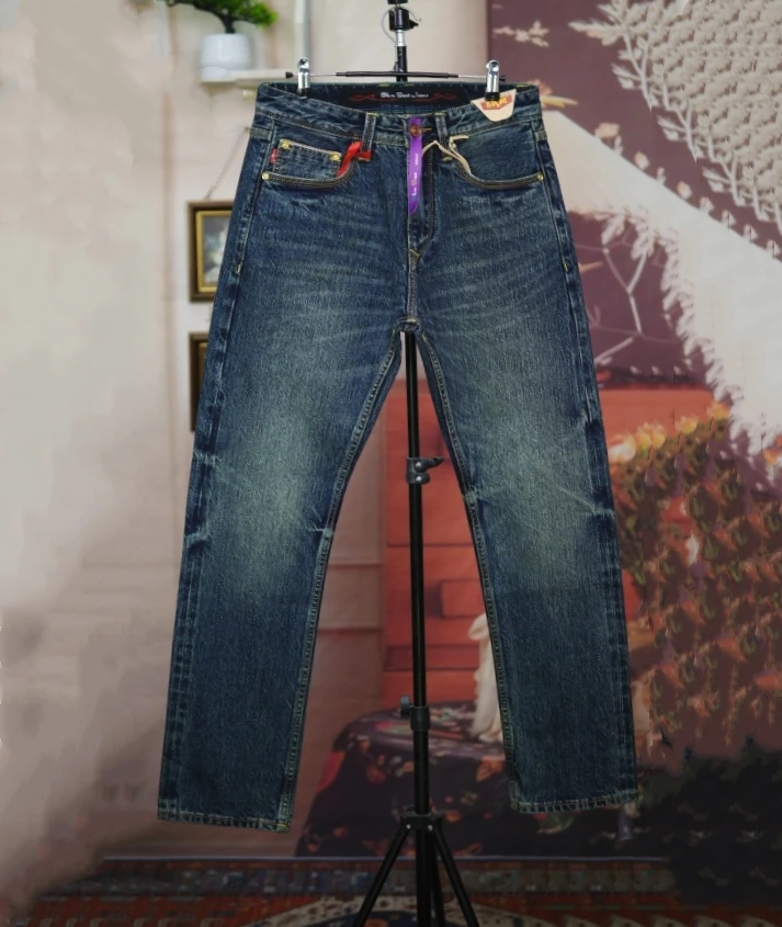 秋冬新款赤耳丹宁8015-重磅16盎司-舒适美棉湛蓝色-百搭直筒裤男