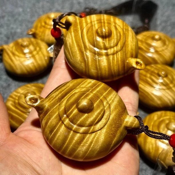 正宗金丝楠木把把壶挂件小叶桢楠手把件实木整料雕刻小摆件收藏