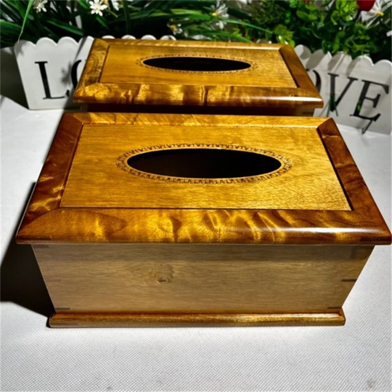 金丝楠木素面纸巾盒小叶桢楠抽纸盒实木餐巾盒22/13/11自用摆件