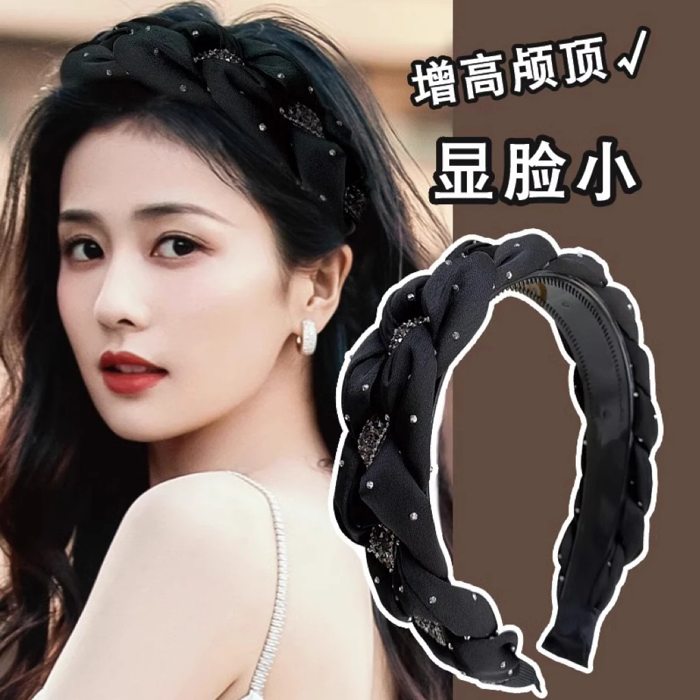 “白鹿同款”高级感高颅顶发箍新款头箍水钻气质洗脸发a118
