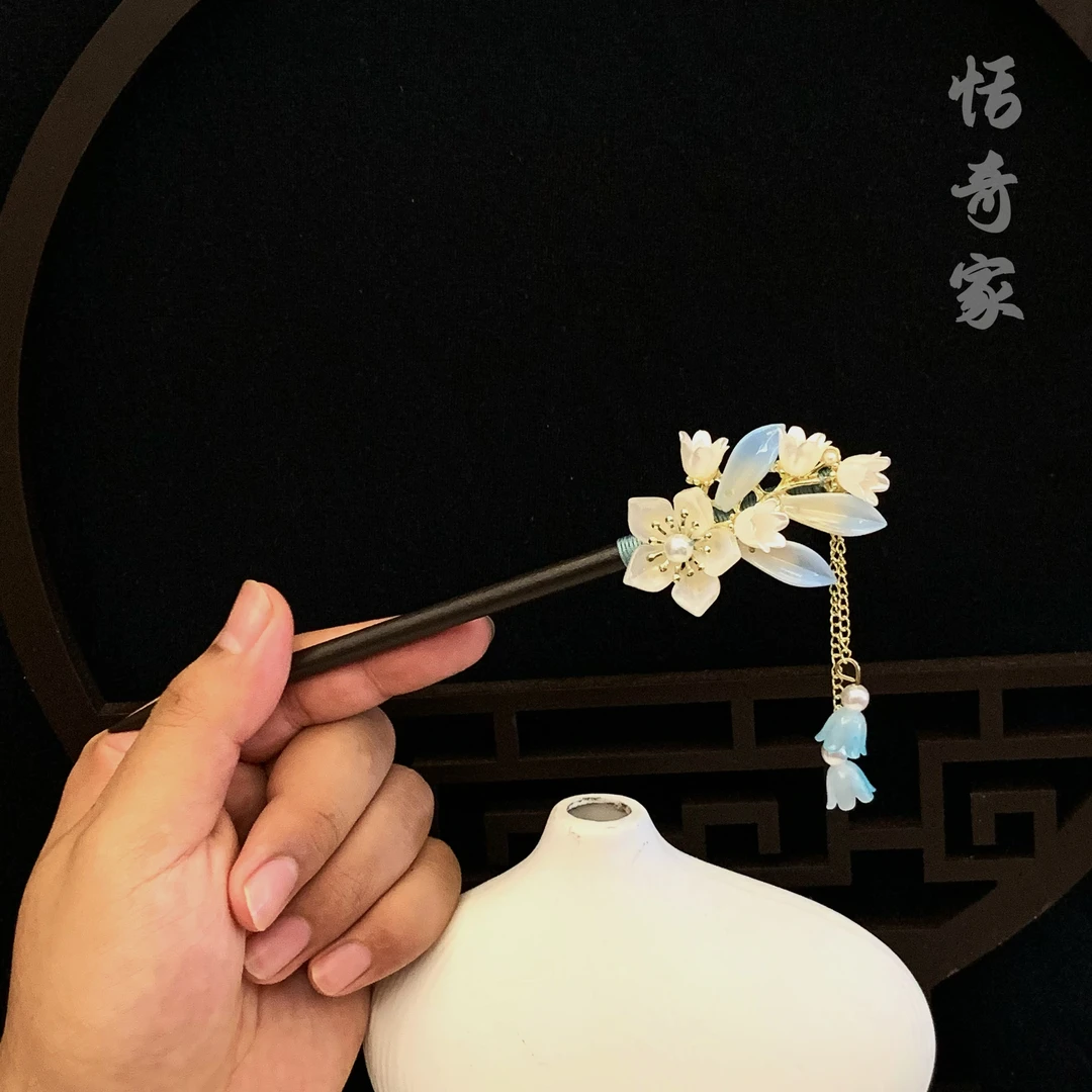 【空谷幽兰】高级感木质古风仙气步摇流苏简约实木发簪a01