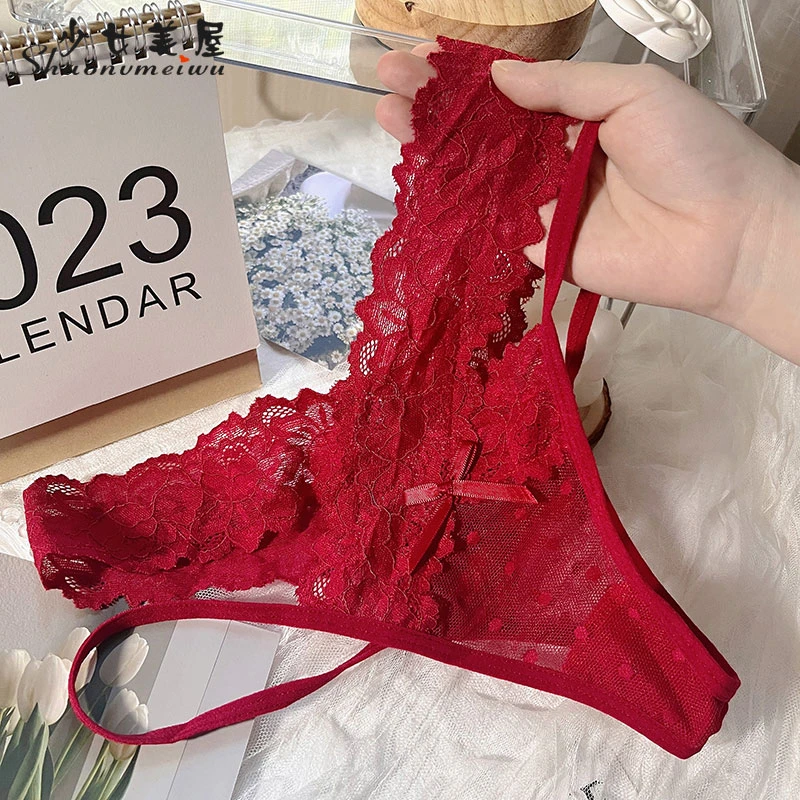 少女美屋细带镂空蕾丝内裤女性感纯欲风法式女士低腰提臀三角裤头